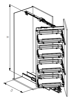 5 Basket Turning Pullout Pantry with Door Attachment