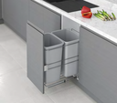 Sliding Soft Close Double Waste Bin (35+35 lt) with Door Attachment
