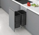 Sliding Soft Close Double Waste Bin (35+35 lt) with Door Attachment